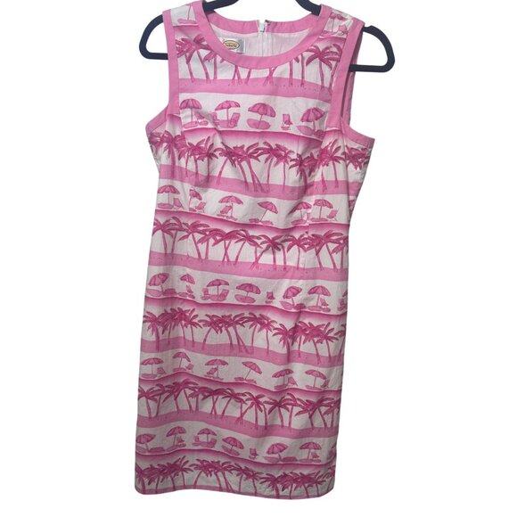 Talbot Pink Beach Print Summer Sheath Dress Size 6 - Picture 3 of 7